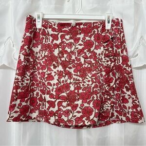 Floral Print Pink-Red A-Line Skirt